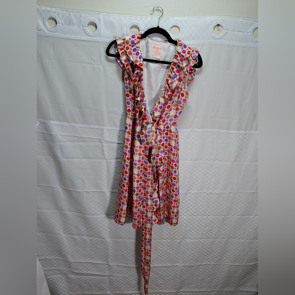 Kate Spade Multicolor Aubrey Ruffle Wrap Dress 100% Silk Size 0.